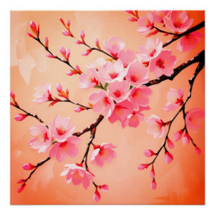 Póster Pillow de flores de cerezo - Elegante Sakura lanza