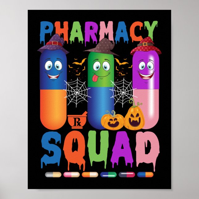 Póster Pills Pharmacy Pharmacist Squad Halloween Costume (Frente)