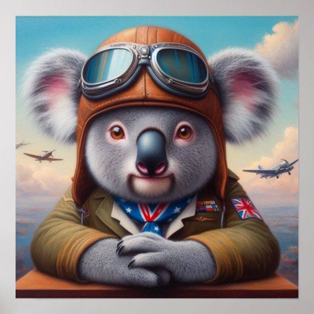 Póster Piloto de avión de Koala (Frente)