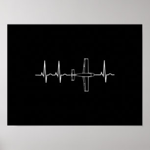 Póster Piloto de cosecha Vintage Volando Sky Heart Gift