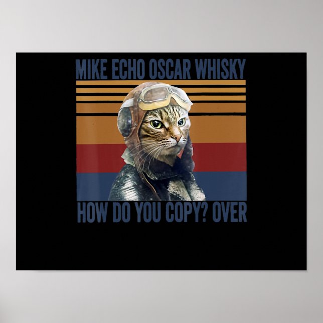 Póster Piloto de gato Mike Echo Oscar Whisky Costume Rega (Frente)