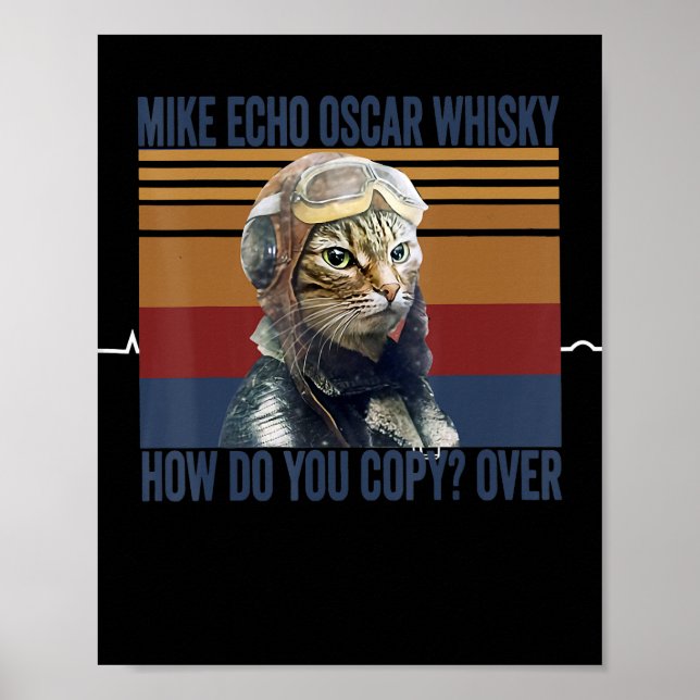 Póster Piloto de gato Mike Echo Oscar Whisky Costume Rega (Frente)