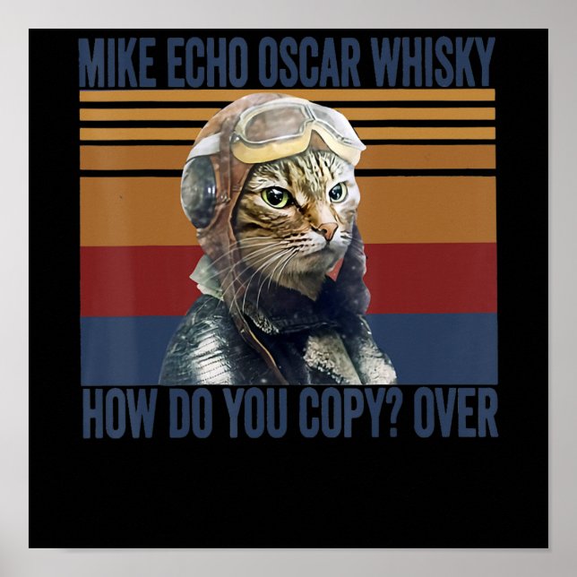 Póster Piloto de gato Mike Echo Oscar Whisky Costume Rega (Frente)
