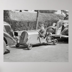 Póster Piloto de Kart, 1937. Foto Antigua