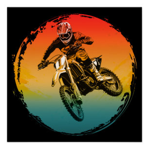 Póster piloto de motocicleta de motocross vintage