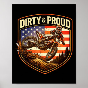 Póster Piloto de motocross americano sucio y orgulloso de