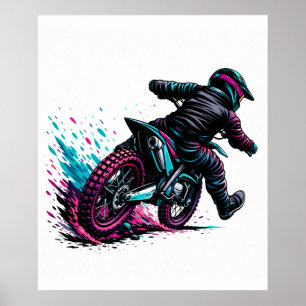 Póster Piloto de Motocross de estilo cómico con salpicadu