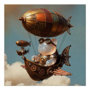 Póster Piloto de Oso de Gominola al Estilo Steampunk en D