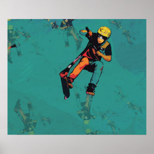 Póster Piloto de scooter de acrobacias voladoras