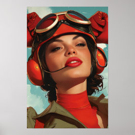 Póster Piloto retro temática soviético