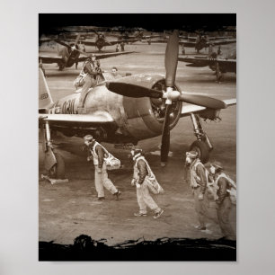 Póster Pilotos de caza que entrenan en los rayos P-47
