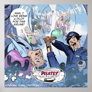 Póster Pilotos Pilates Aerolíneas Divertido Rick Londres 