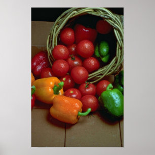 Póster Pimientas y tomates hermosos