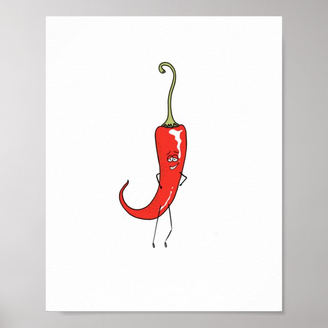 Póster Pimiento rojo divertido (Frente)