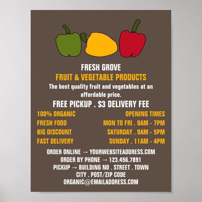 Póster Pimientos coloridos, publicidad de Greengroers (Frente)