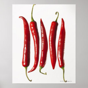Póster Pimientos de chile en fila