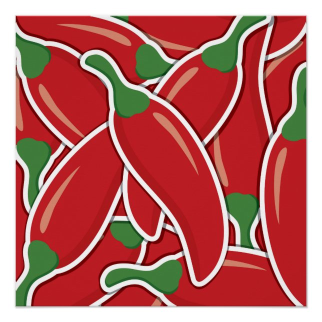 Póster Pimientos de chile rojo fundido (Anverso)