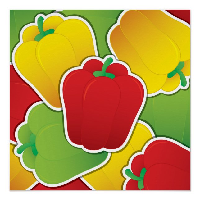 Póster Pimientos de semáforo divertidos (Anverso)