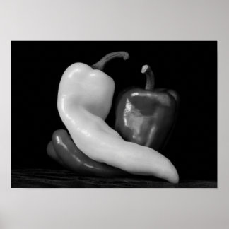 Póster Pimientos en amor Fotografía en blanco y negro