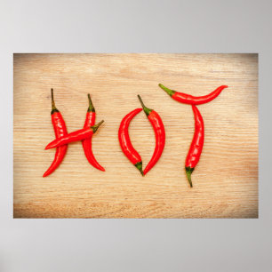 Póster Pimientos picantes rojos Pimientos picantes letras