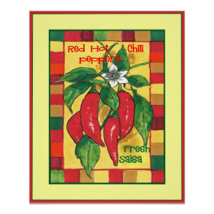 Póster Pimientos rojos de chile caliente en la frontera d