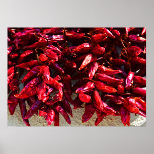 Póster Pimientos rojos secándose al sol Hungría