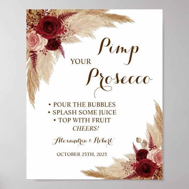 Póster Pimp su Boda de Grass Prosecco Pampas (Frente)