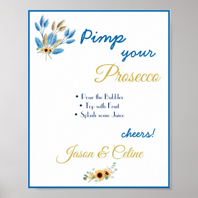 Póster Pimp su Rótulo de Prosecco Boda (Frente)