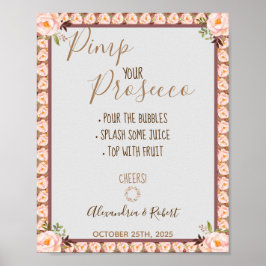 Póster Pimp your Prosecco Marco Floral Rosa Boda 