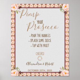 Póster Pimp your Prosecco Marco Floral Rosa Boda