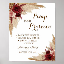 Póster Pimp your Prosecco Pampas Grass Boda 