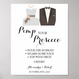 Póster Pimpar a su Poster de Prosecco Bride y Groom Boda