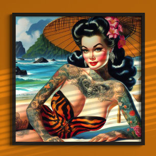 Póster Pin de playa Retro Tattoo