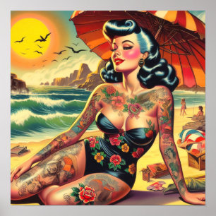 Póster Pin de playa Tattoo