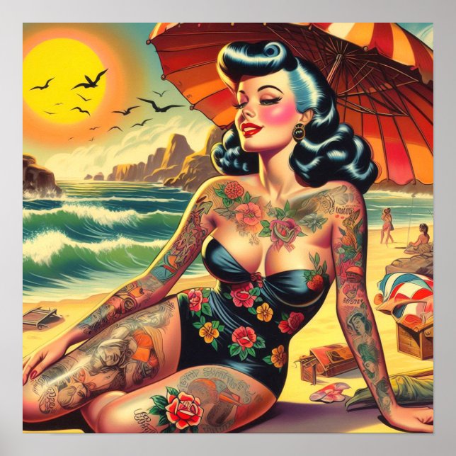 Póster Pin de playa Tattoo (Frente)