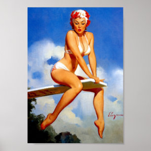 Póster Pin del buceador para arriba