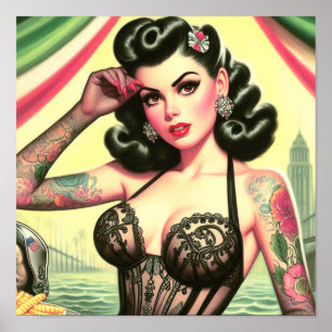 Póster Pin retro cute tatuoed