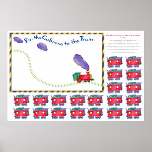 Póster Pin the Caboose al juego del tren