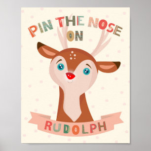 Póster Pin the Nose on Rudolph Fiesta Game
