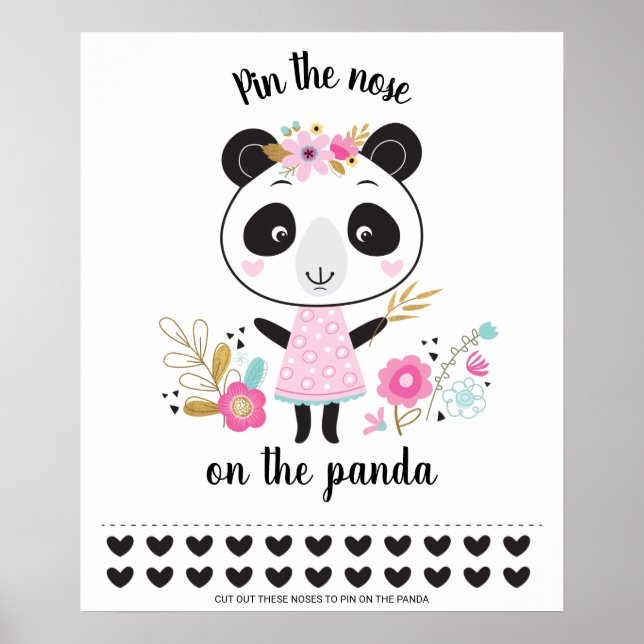 Póster Pin the Nose on the Panda Birthday Party Game (Frente)
