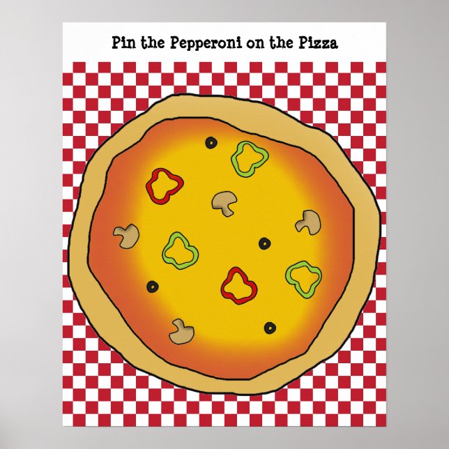 Póster Pin the Pepperoni en el juego de la pizza (Frente)