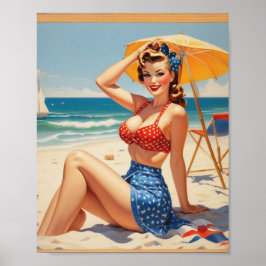 PÓSTER PIN UP A LA PLAGE