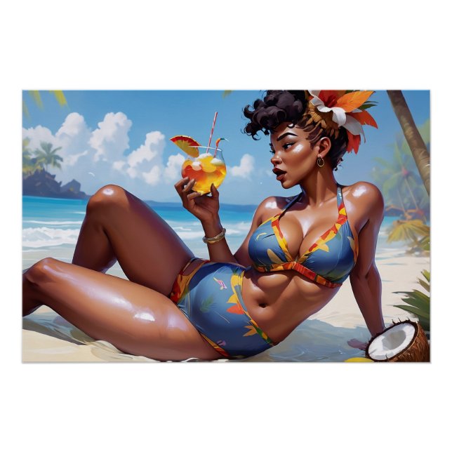 Póster Pin-up à la plage (Anverso)