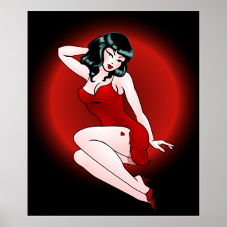 Póster Pin Up Chica Poster Retro 50 Pinup Art Poster