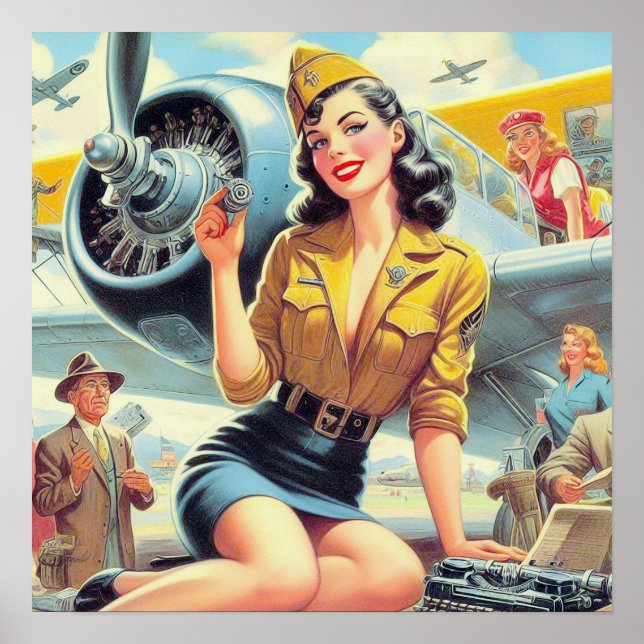 Póster Pin-up de avión retro (Frente)