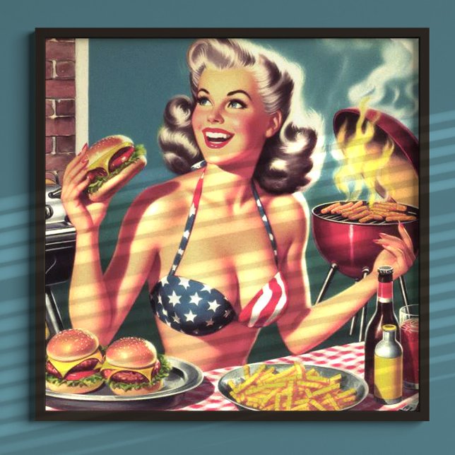 Póster Pin-up de barbacoa estadounidense (Subido por el creador)