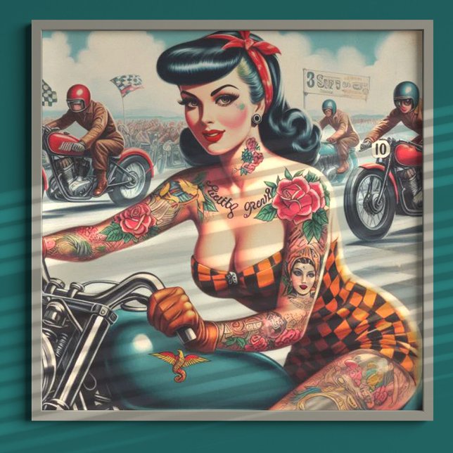 Póster Pin-up de Biker Vintage (Subido por el creador)