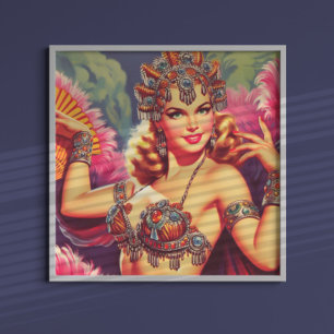 Póster Pin-up de Carnaval retro