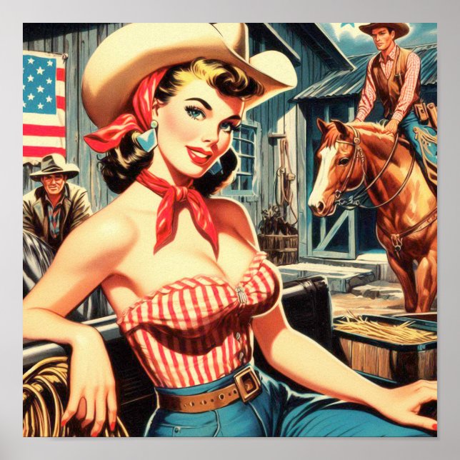Póster Pin-up de Chica de país de cosecha (Frente)