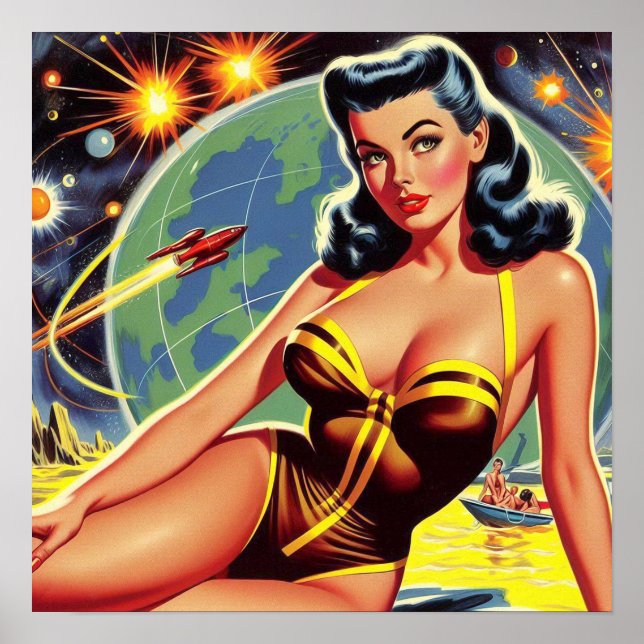 Póster Pin-up de espacio de cosecha (Frente)
